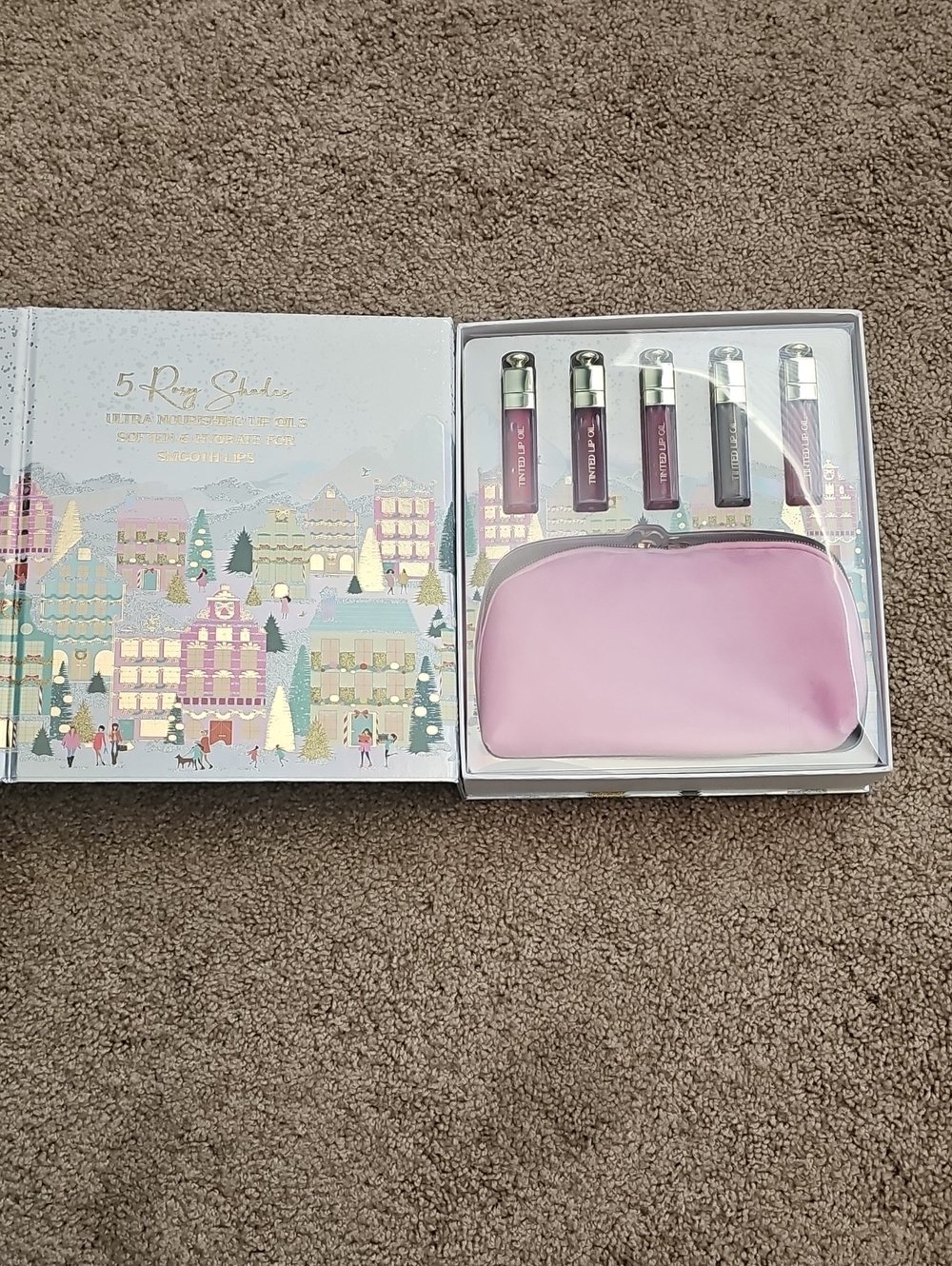 Holiday Lip Oil Mini Set with Pink Pouch